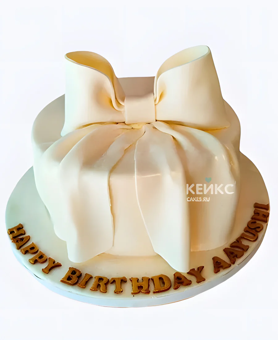 Эстетичный белый торт с бантиком на день рождения девочки Эстетичный белый торт с бантиком на день рождения девочки Фото
