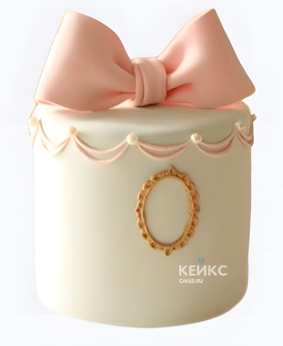 Эстетичный торт для девочки с розовым бантом Эстетичный торт для девочки с розовым бантом Фото