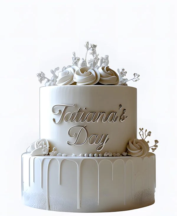 Эстетичный двухъярусный торт на Татьянин день Фото