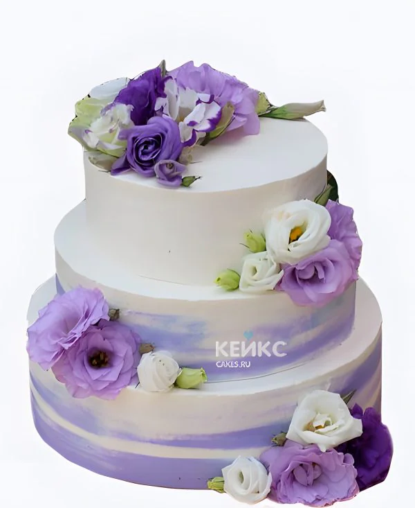 Фиолетовый свадебный торт Цветы на ярусах Фиолетовый свадебный торт Цветы на ярусах Фото