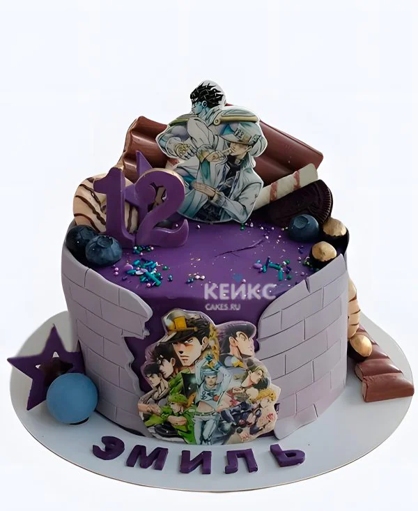 Торт на день рождения Невероятные приключения ДжоДжо фиолетовый Торт на день рождения Невероятные приключения ДжоДжо фиолетовый Фото