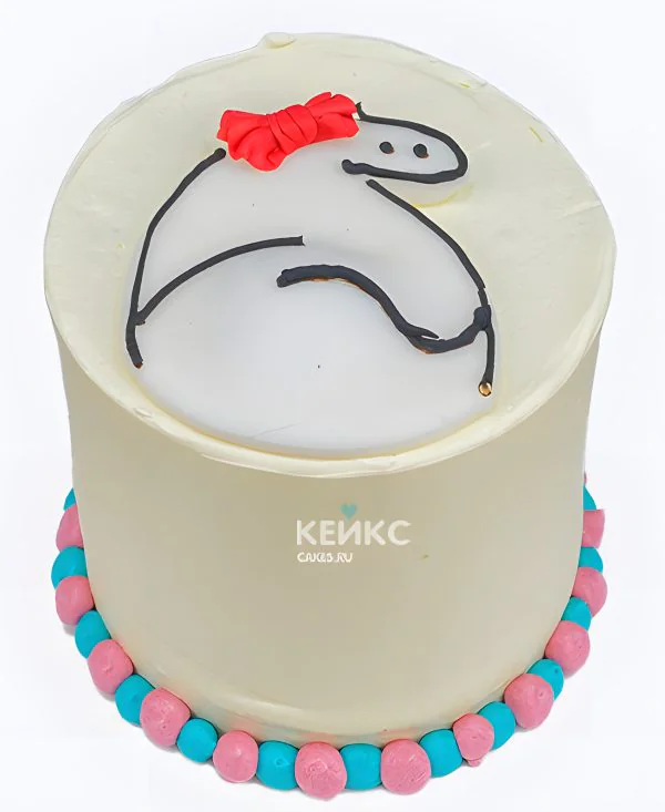 Гендер-торт с нарисованным человечком Фото