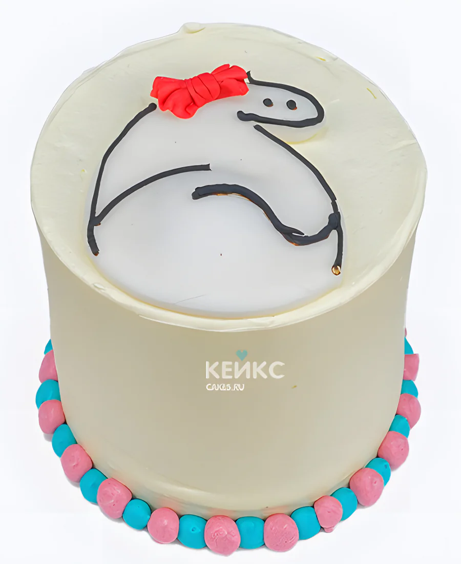 Гендер-торт с нарисованным человечком Фото