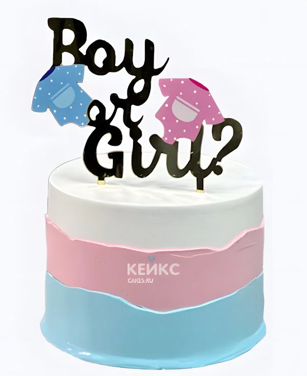 Гендер-торт с топпером Фото