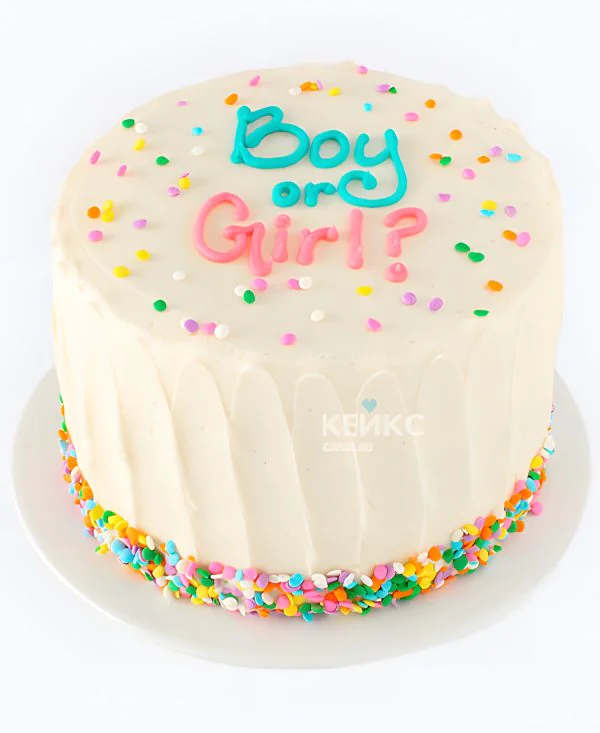 Гендер-торт с цветным конфетти Фото