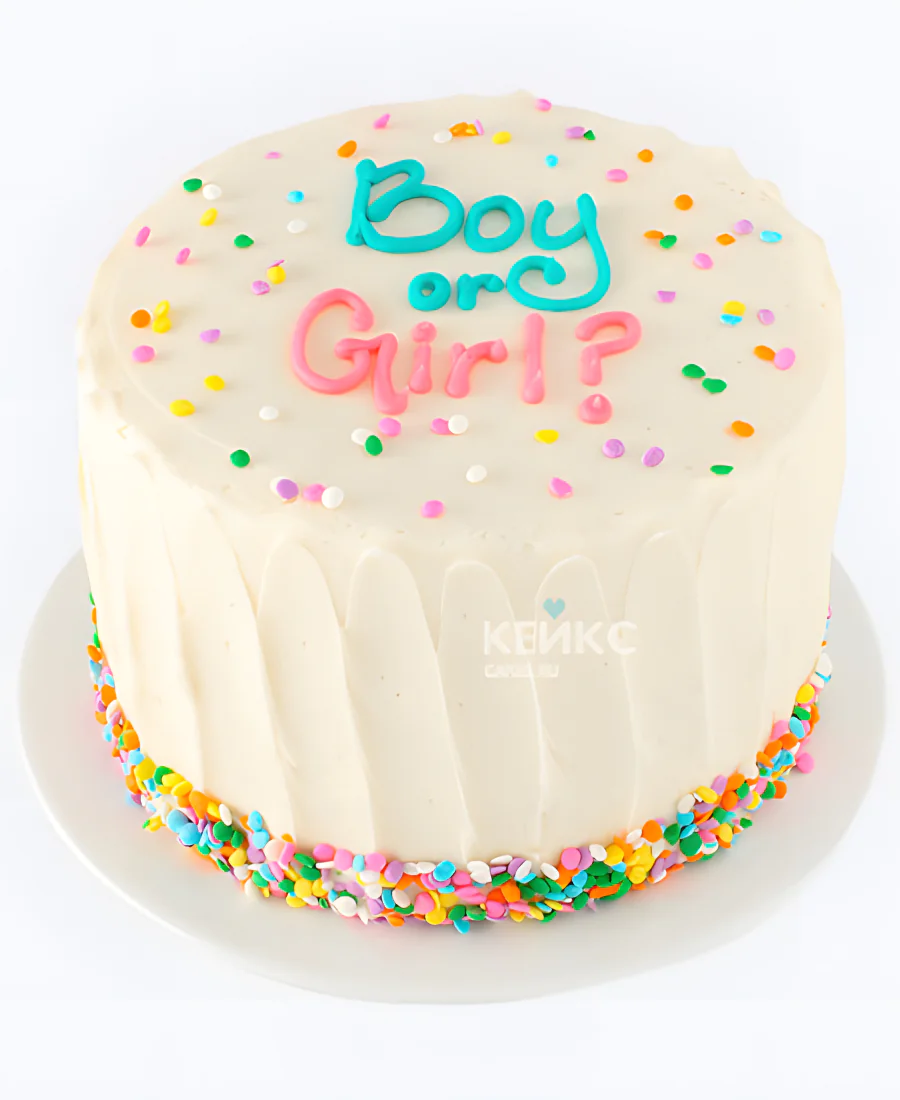 Гендер-торт с цветным конфетти Фото