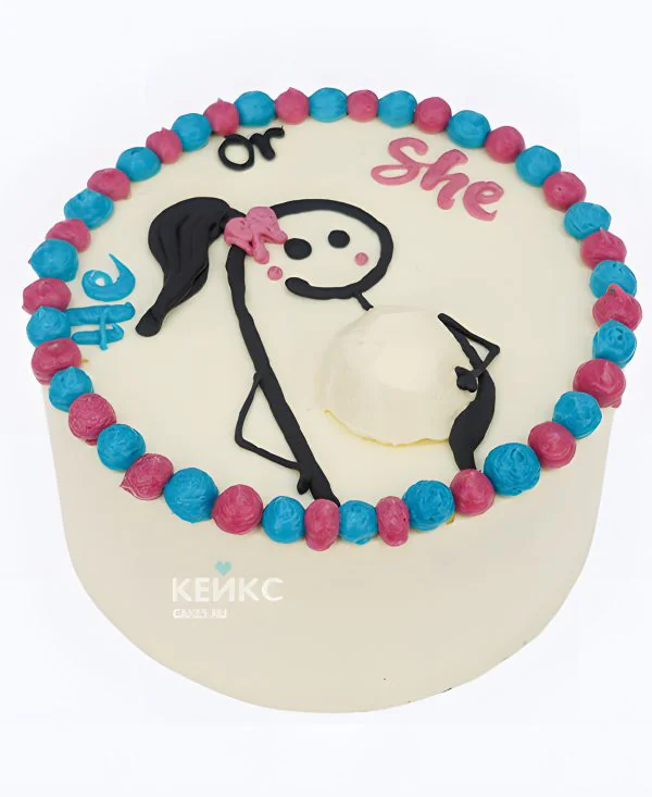 Гендер-торт с цветными бусинами Фото