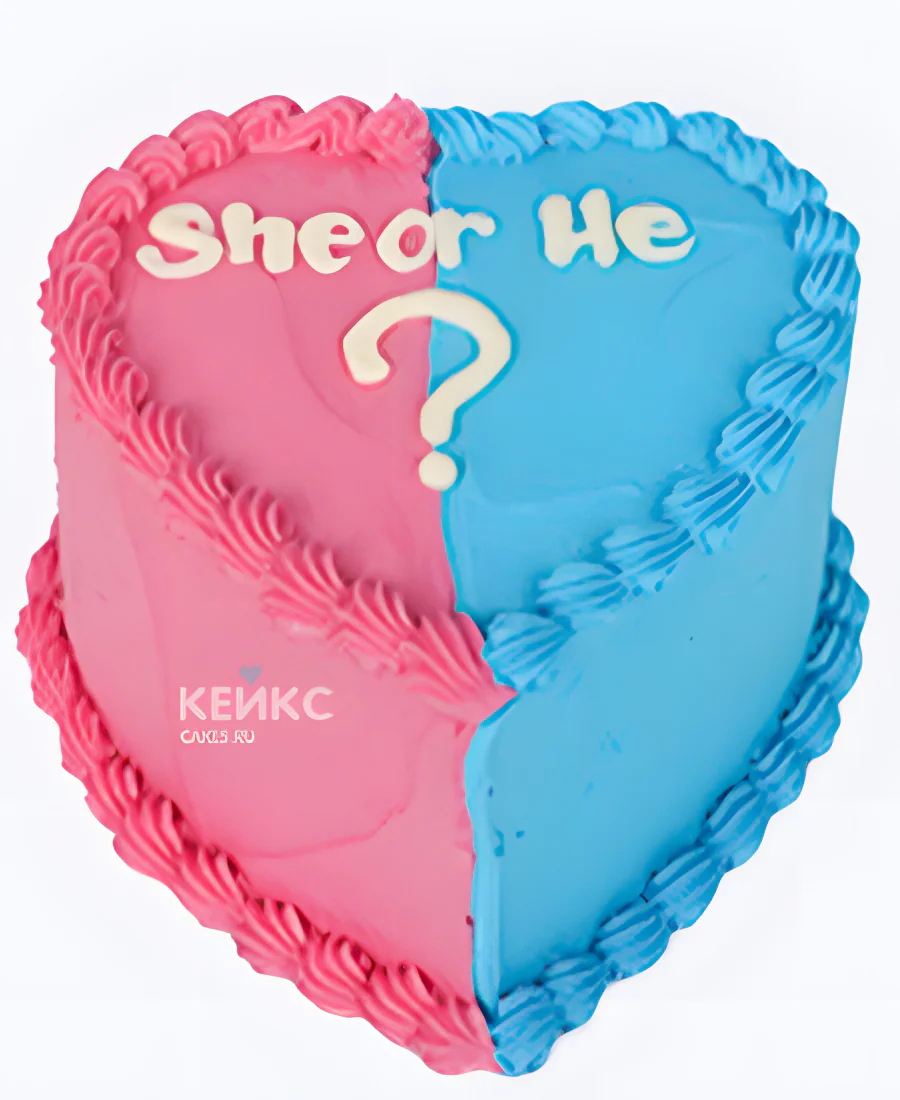 Гендер-торт в форме сердца Фото