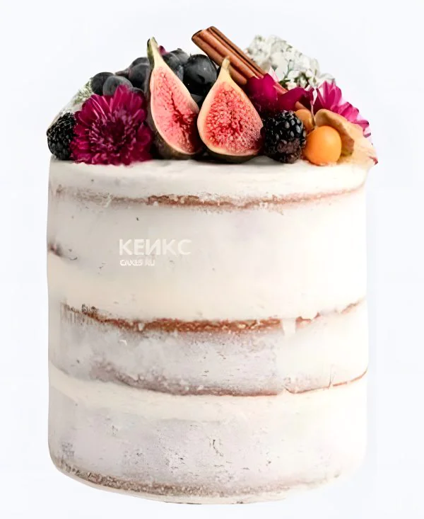 Голый свадебный торт Ягодное ассорти с цветами Голый свадебный торт Ягодное ассорти с цветами Фото