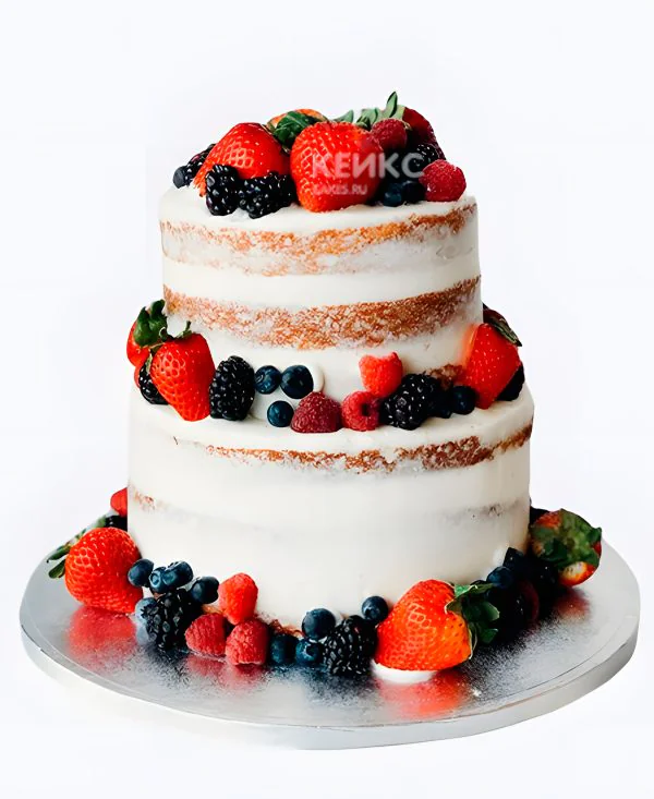 Голый свадебный торт Ягодное ассорти Голый свадебный торт Ягодное ассорти Фото