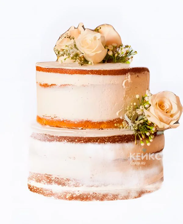 Голый свадебный торт Нежность роз Фото
