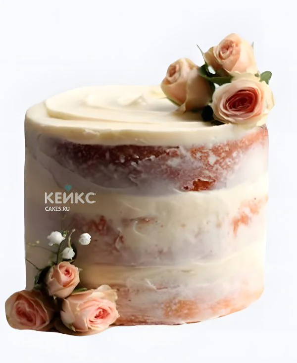 Голый свадебный торт с маленькими розами Голый свадебный торт с маленькими розами Фото