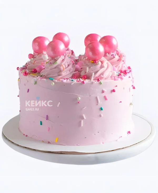Яркий розовый торт для девочки Яркий розовый торт для девочки Фото