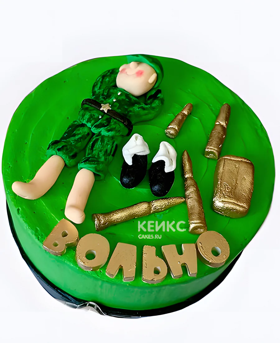 Яркий торт на дембель с фигуркой Яркий торт на дембель с фигуркой Фото