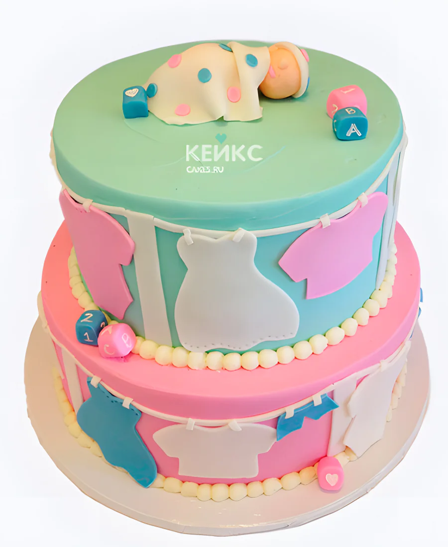 Яркий торт на рождение ребенка скоро буду Фото