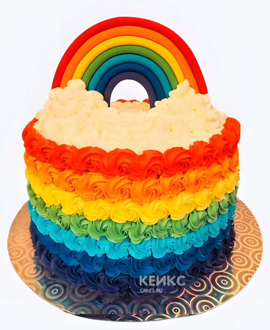 Яркий торт с радугой для девочки Яркий торт с радугой для девочки Фото