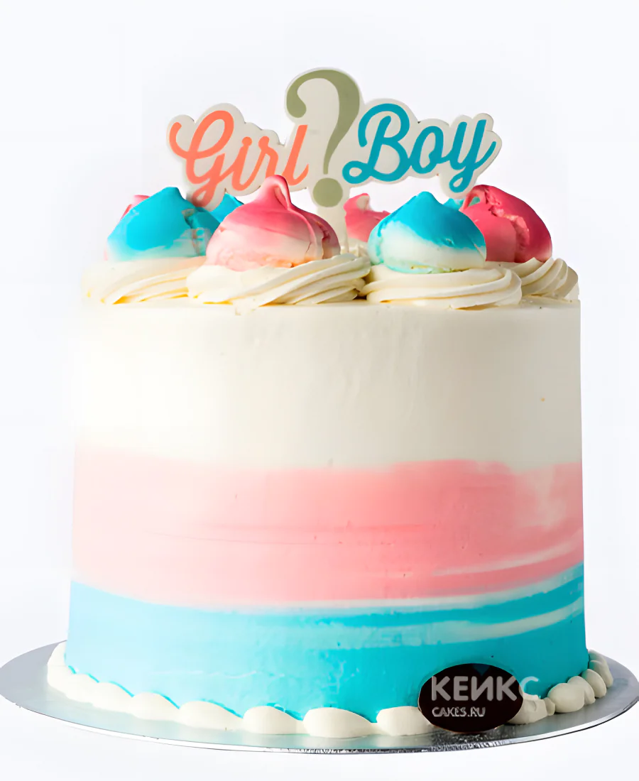 Интересный гендер-торт без мастики Фото