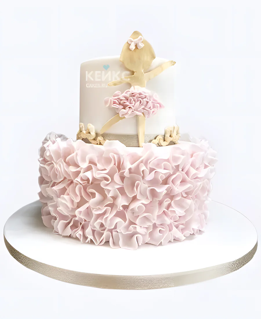 Изящный торт с балериной и бантиками для девочки Фото