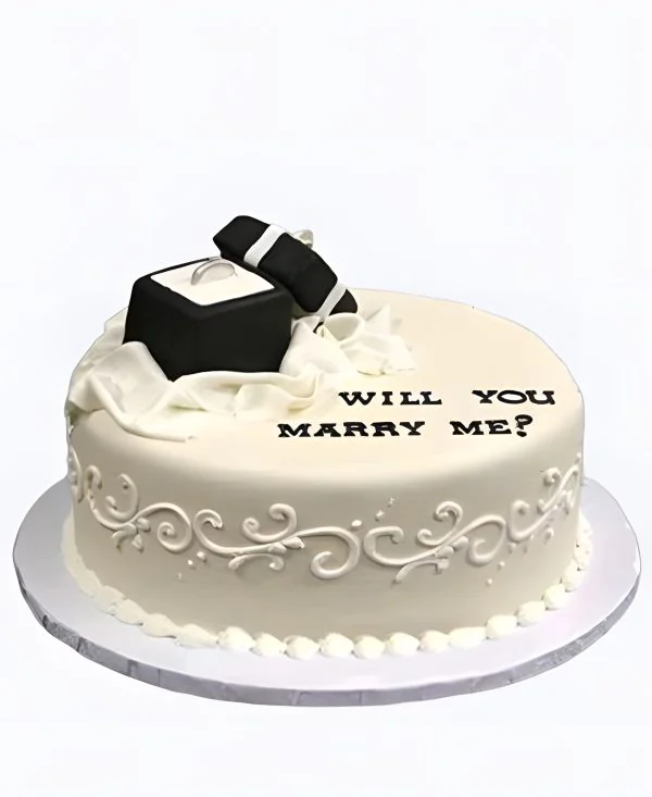 Изящный торт на сватовство с кольцом Изящный торт на сватовство с кольцом Фото