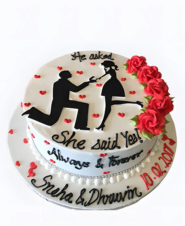 Изящный торт с кремовыми розами на сватовство Изящный торт с кремовыми розами на сватовство Фото