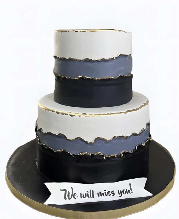 Корпоративный торт Белый-серый-черный Фото