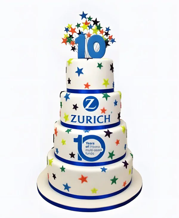 Корпоративный торт четырехъярусный со звездами Фото