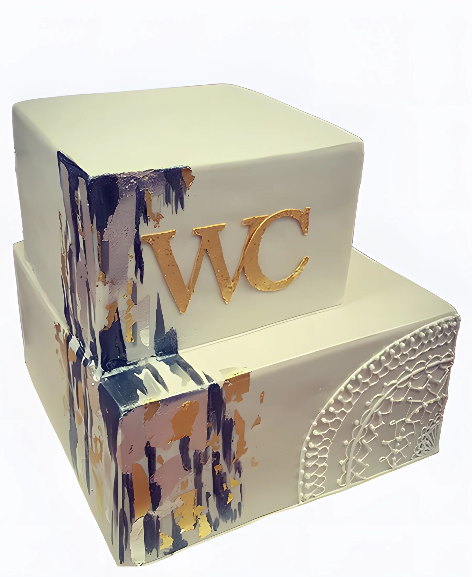 Корпоративный торт двухъярусный квадратный с лого Фото