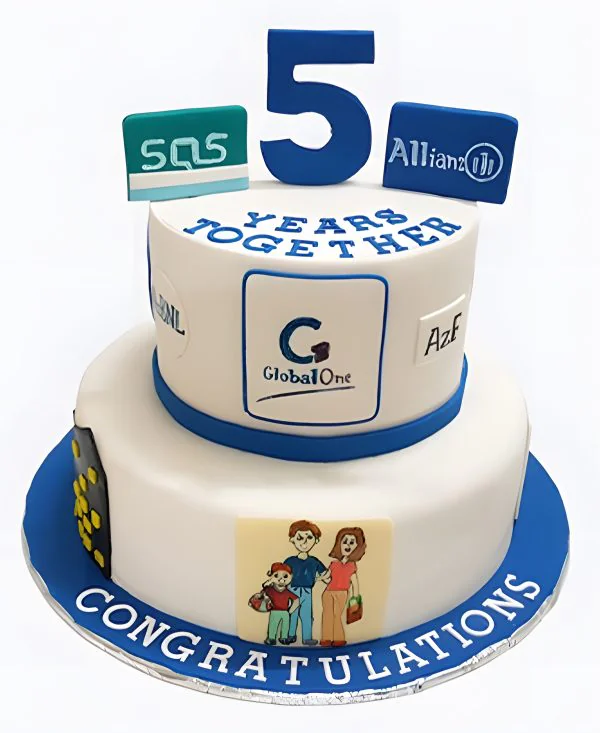 Корпоративный торт двухъярусный с цифрой Фото