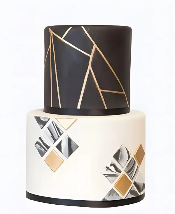 Корпоративный торт двухъярусный с ромбами и узорами Корпоративный торт двухъярусный с ромбами и узорами Фото