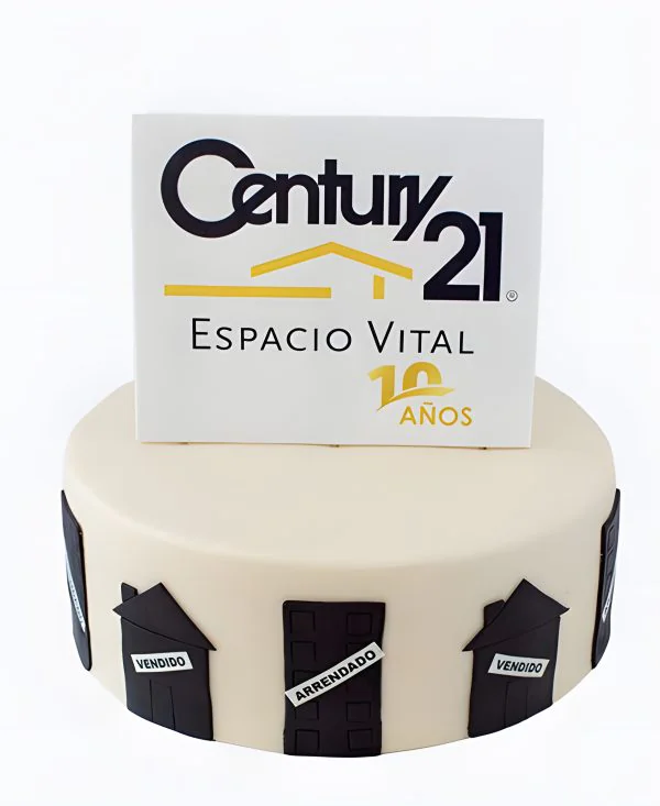 Корпоративный торт с аппликацией домов Фото