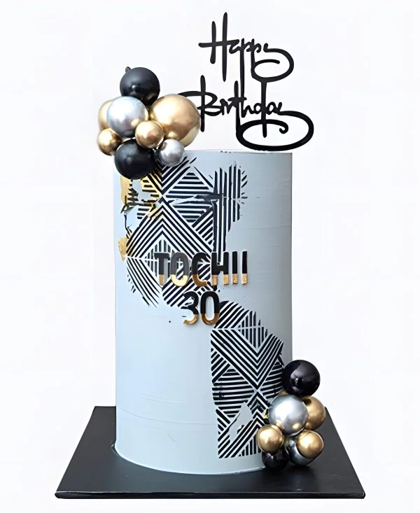 Корпоративный торт с шарами и узорами Фото