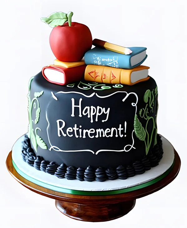 Корпоративный торт с яблоком и учебниками Фото