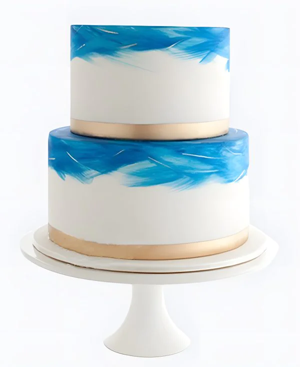 Корпоративный торт Синие мазки Фото