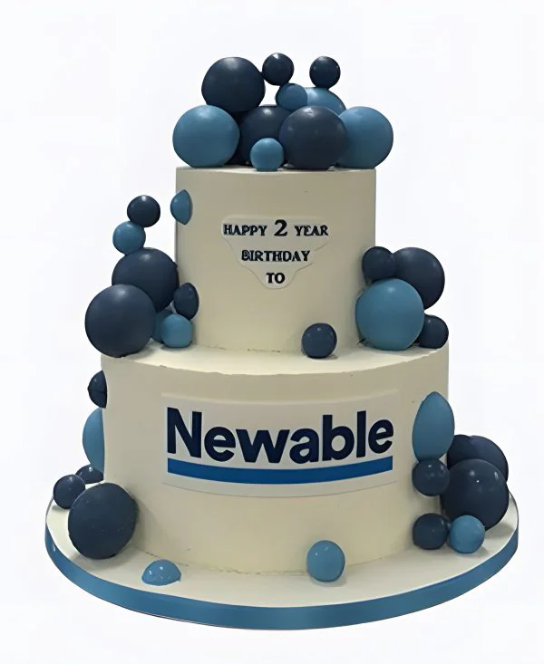 Корпоративный торт Синие шары на белом Фото