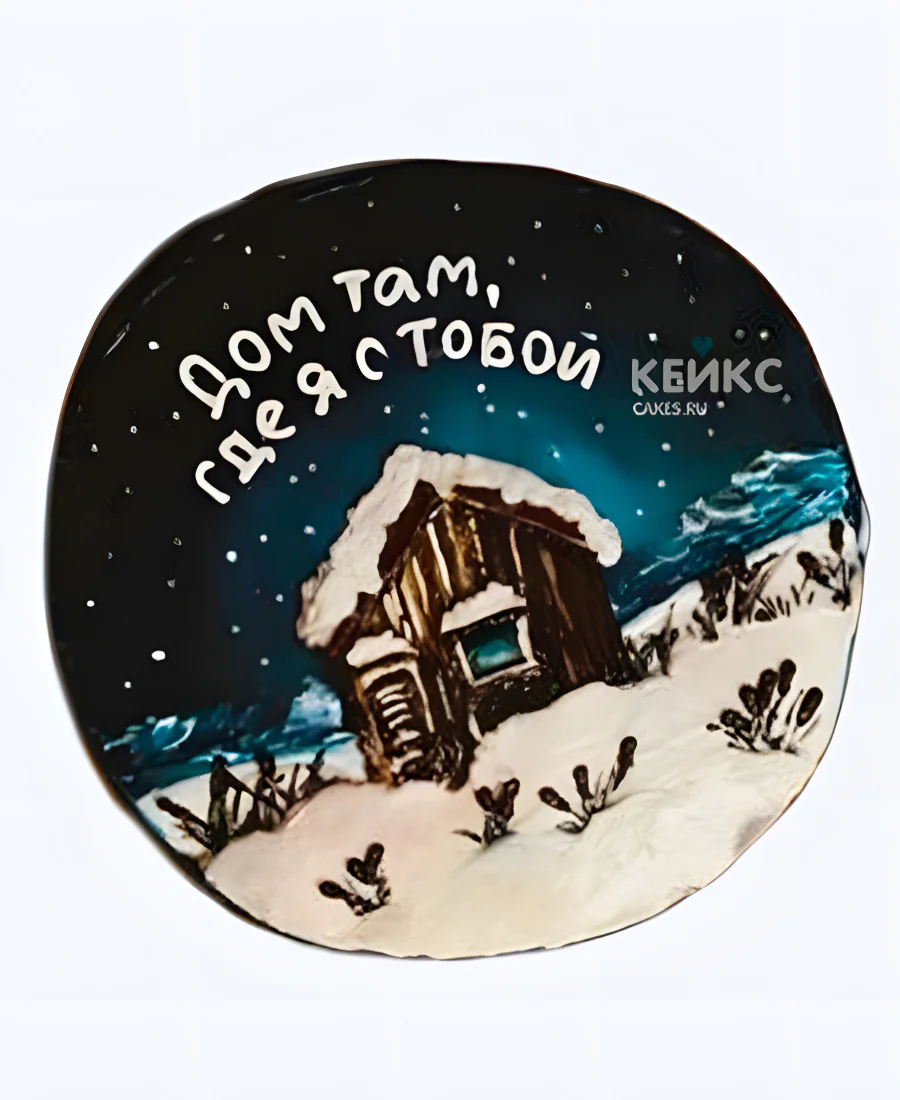 Красивый бенто торт на новый год с домиком Красивый бенто торт на новый год с домиком Фото