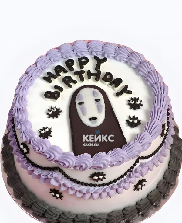 Красивый кремовый торт на день рождения аниме Унесенные призраками Красивый кремовый торт на день рождения аниме Унесенные призраками Фото