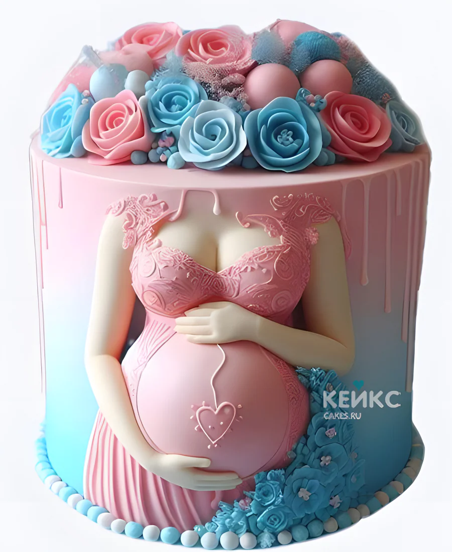 Красивый торт с цветами на рождение ребенка скоро буду Красивый торт с цветами на рождение ребенка скоро буду Фото