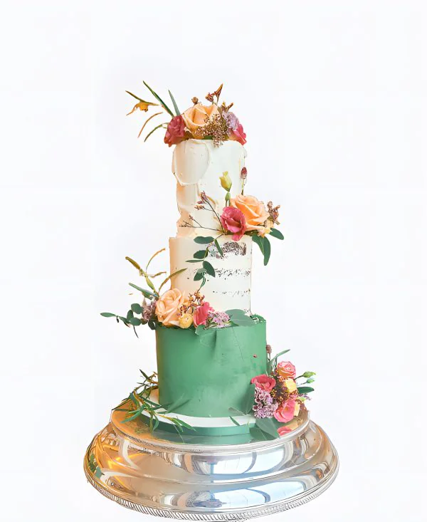 Трендовый торт с цветами на свадьбу Трендовый торт с цветами на свадьбу Фото