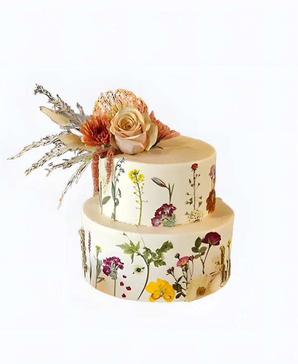 Красивый трендовый торт с цветами на свадьбу Красивый трендовый торт с цветами на свадьбу Фото