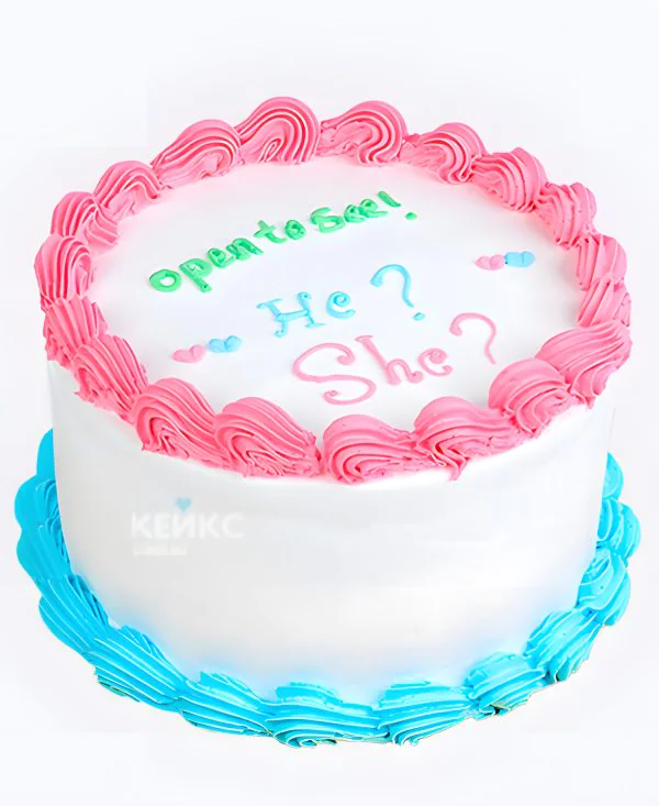 Кремовый гендер-торт с надписью Фото