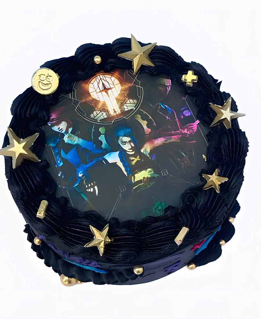 Кремовый черный торт с фотопечатью Аркейн Кремовый черный торт с фотопечатью Аркейн Фото