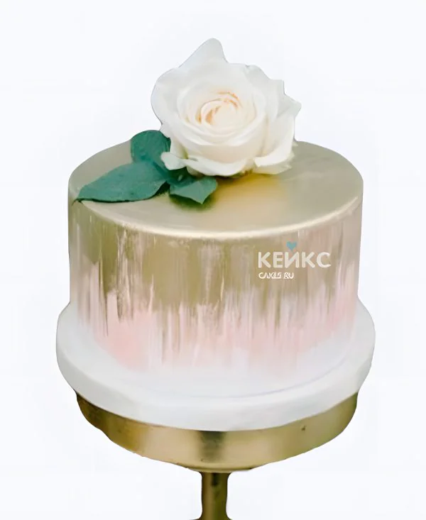 Круглый свадебный торт Белая роза Фото