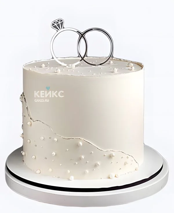 Круглый свадебный торт Два кольца Фото