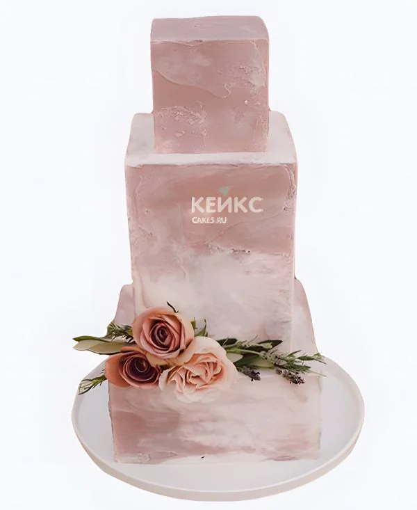 Квадратный свадебный торт Пастельные розы Квадратный свадебный торт Пастельные розы Фото