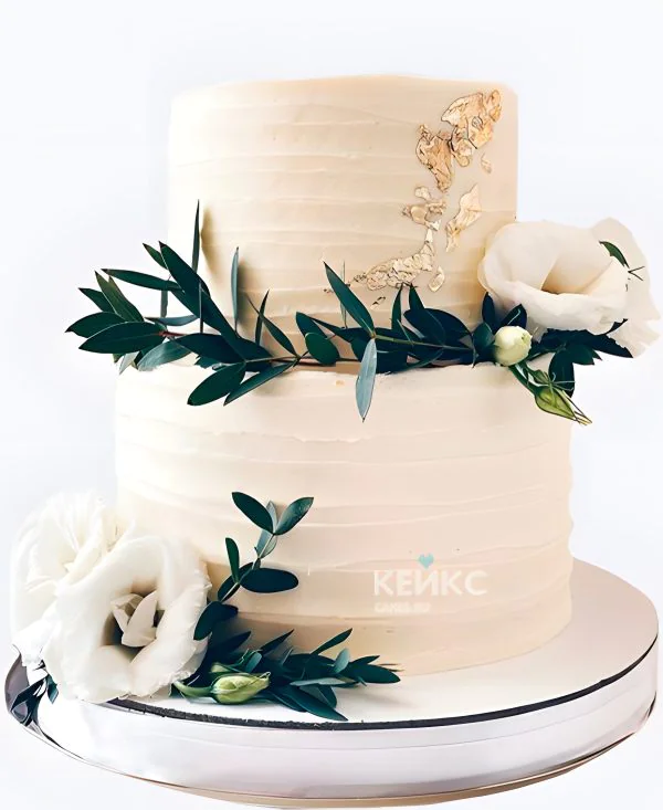 Летний свадебный торт Белые цветы на ветке Фото