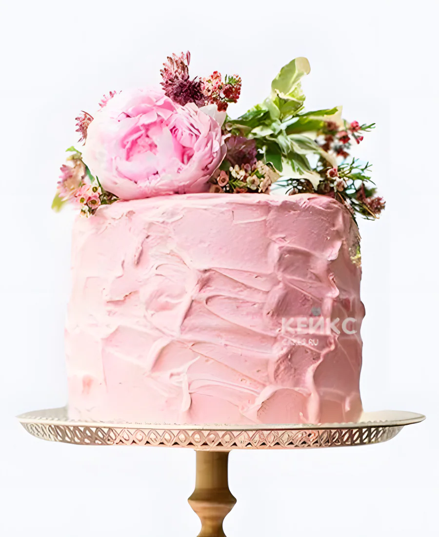 Маленький свадебный торт Пион на розовых мазках Маленький свадебный торт Пион на розовых мазках Фото