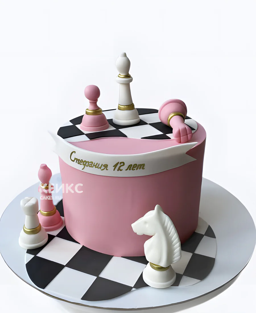 Милый розовый торт шахматы для девочки Милый розовый торт шахматы для девочки Фото