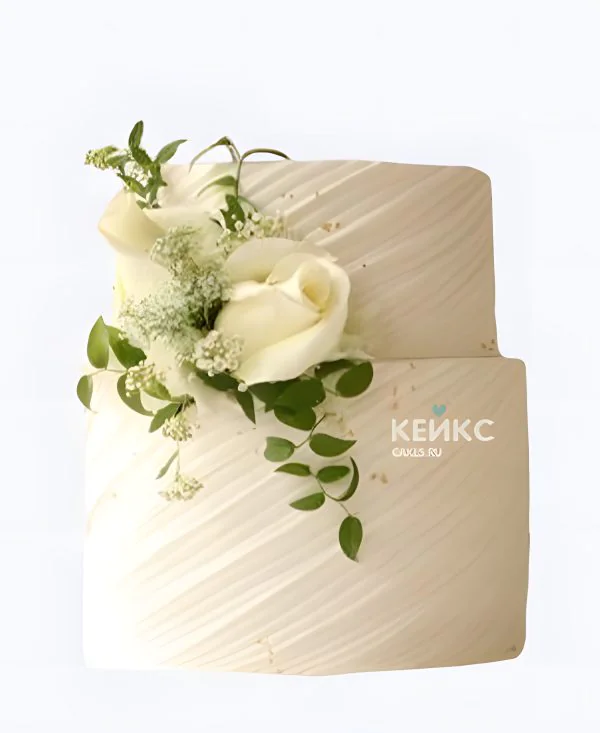 Недорогой свадебный торт Белая роза Фото