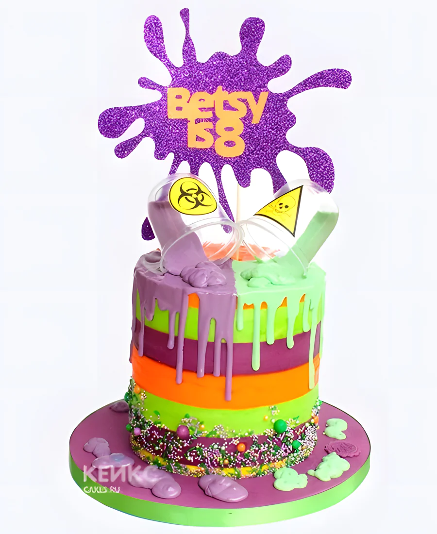 Необычный торт девочке с слаймами Необычный торт девочке с слаймами Фото