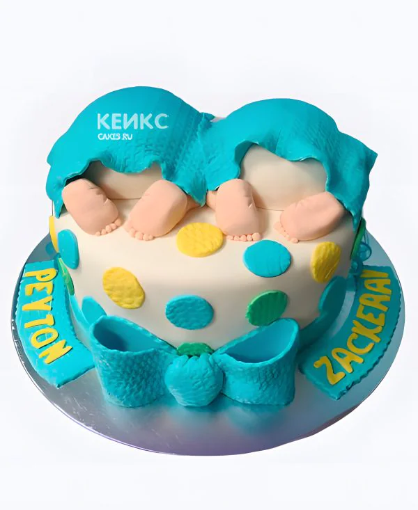 Необычный торт на рождение близнецов скоро буду Фото